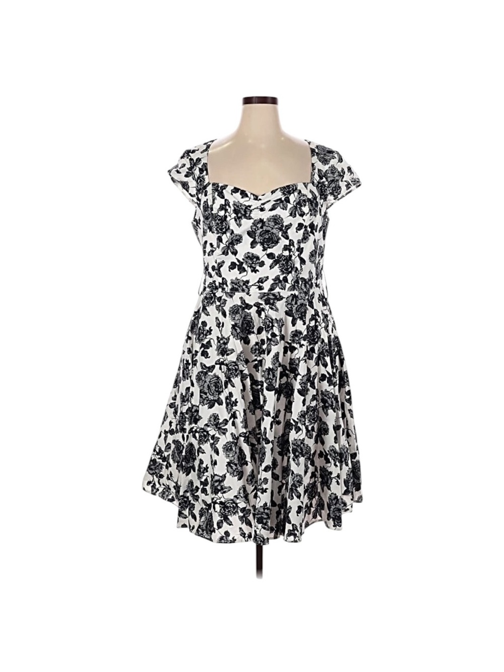 Hell Bunny Vixen Floral Fit & Flare Dress, Black/White, Size 2, NWT - Picture 6 of 9